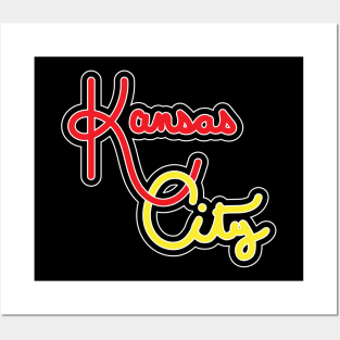 Vintage Kansas City Red And Yellow Hand Drawn Script For KCMO Locals Posters and Art